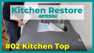 02 Artesive Kitchen Restore  Applicazione Pellicola Adesiva su Top della Cucina Piano da lavoro [upl. by Uhthna]