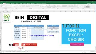 EXCEL Fonction CHOISIR [upl. by Alyac]