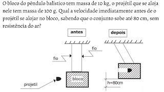 ESPCEX Velocidade inicial de um projétil que se aloja num pêndulo balístico [upl. by Sutherlan]