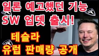 일론 머스크 예고했던 기능 출시  Tesla SW 업데이트   테슬라 유럽 판매량 공개  테슬라 투자 [upl. by Aerdnaz]