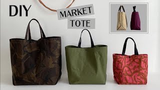 DIY  Market Tote turn one piece of fabric into this gorgeous bag Super easy Beginner friendly [upl. by Silvestro]