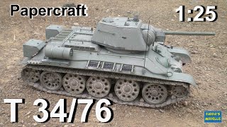 Russischer Panzer T 3476 Kartonmodell  papercraft [upl. by Dredi17]