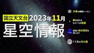 2023年11月の星空情報・天文現象（木星の観察シーズン／衝を迎えるもう一つの惑星／奥深い秋の夜空を楽しもう／11月の月の暦） [upl. by Aihsital]