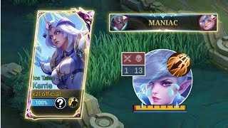 MANIAC KARRIE NEW OP EMBLEM EZ COUNTER ATK SPEED ENEMY MARKSMAN  MLBB [upl. by Anaujahs]