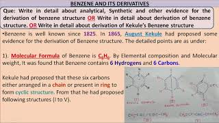 Benzene Structure Derivation By Analytical Synthetic and other evidences [upl. by Notslar]