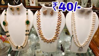 Charminar Jewellery only ₹40 Real Pearls Sets Wholesale Price Ladbazar Hyderabad Shopping [upl. by Anived]