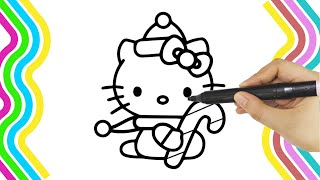 Santa Hello Kitty 😺🎅🏼 Coloring Painting and Drawing for Kids and Toddlers 🖍️🎨🖌️ [upl. by Areid]