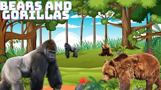 Animals for kids  Bears and Gorillas  Kids With Mia learning kidsvideo animals [upl. by Irrabaj377]