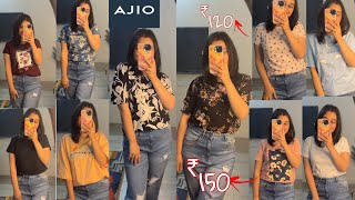 HUGE AJIO haul AJIO top and t shirt haul All under 200🎉Very affordable haul [upl. by Akceber]