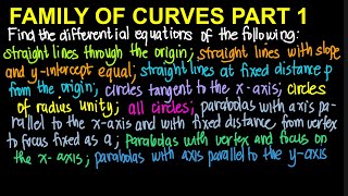 Family of Curves Part 1 l Differential Equations Live Stream [upl. by Ailes]