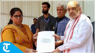 Amit Shah distributes appointment letters to kin of deceased policemen in Srinagar [upl. by Ikkir]