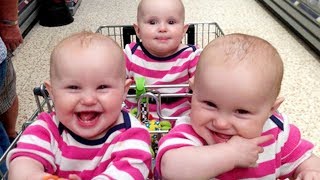 Funny Triplets Babies Playing TogetherFunny Baby and Pet [upl. by Yatzeck338]