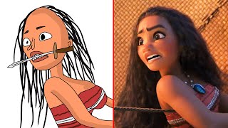 Moana And Maui Funny Drawing Meme  Try Not to Laugh 😂 [upl. by Zetnom453]