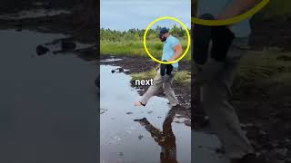 How NOT to cross a puddle  fy fypage fypシ゚viral fail funny comedy  Cr Unknown [upl. by Anaidirib]