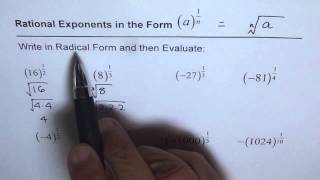 Write in Radical Form and Evaluate Rational Exponent [upl. by Fern]