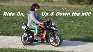 Power Wheels Motorcycle Power RideOn Motorcycle Going Up and Down the Hill Playtime Fun [upl. by Katha439]