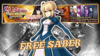 【FGO NA】 Upcoming Event Free SABER 2024 amp 21 Million Download Campaign 【FateGrand Order】 [upl. by Florance]