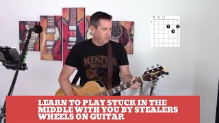 How to play Stuck In The Middle With You by Stealers Wheels on Guitar Easy guitar lesson and cover [upl. by Atenek]