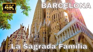 Barcelona Spain 4K  Walking Around And Inside La Sagrada Familia [upl. by Ryan]