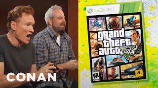 Conan OBrien Reviews quotGrand Theft Auto Vquot  Clueless Gamer  CONAN on TBS [upl. by Devan]