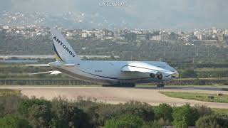 Antonov Design Bureau Antonov AN124 Ruslan take off Athens Airport [upl. by Fanchie281]