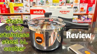 Stahl Triply Stainless steel 6L Pressure cooker review  triply steel cooker [upl. by Neras]