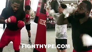 ADRIEN BRONER AND GERVONTA DAVIS TRAINING SIDE BY SIDE SERIOUS WORK AT CAMP CUNNINGHAM [upl. by Repinuj505]