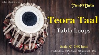 Teora Taal Tabla Loops  taalmala 140 bpm  Scale C [upl. by Hesta]