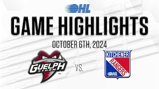 OHL Highlights Guelph Storm  Kitchener Rangers Oct 6 2024 [upl. by Yelsek589]