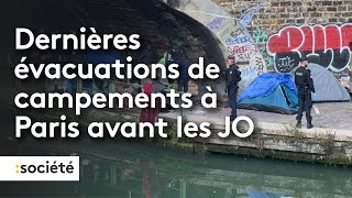 Dernières évacuations de campements à Paris avant les JO [upl. by Aynahs]