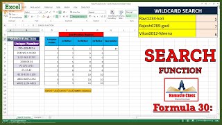 Search Function in Excel  How to use wildcard search  Learn Excel in Hindi Basic to Advance [upl. by Charie]