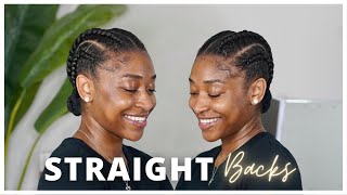 EASY Straight Back Cornrows on Natural Hair that You Can Wear Out [upl. by Noived358]