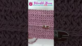 Kağıt İpten Hasır Clutch Çanta  ÖRGÜ ÇANTA MODELLERİ  Crochet Bag shorts short bag [upl. by Perusse]