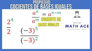 Cociente de Bases Iguales Simplificación y Ejemplos l PROPIEDAD DE LA POTENCIACION [upl. by Eserehs973]