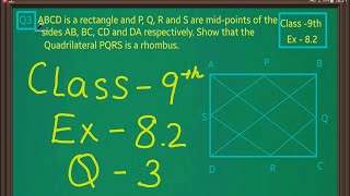 Class  9th  Quadrilaterals  Ex 82 Q no 3 solved ncert [upl. by Kristine443]