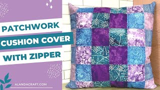 Make a DIY Zippered Cushion Cover from Strips of Fabric Scraps [upl. by Mechelle]