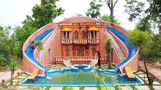 Build Most Wonderful Mud Villa Twin Water Slide Gorgeous Swimming Poolamp Pool Top Villa Full [upl. by Moyers]