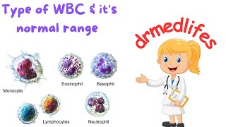 Types of wbc  types of leucocytes  different types of white blood cells normal range [upl. by Eniretac470]