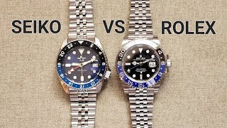 Seiko GMT Vs Rolex GMT  Comparison SSK003 vs 126710BLNR Batgirl [upl. by Deborath]