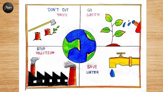 Earth day drawing World earth day poster drawing Save earth poster Save Environment drawing [upl. by Asoramla686]