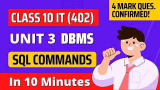 SQL COMMANDS  Class 10 IT code 402 Unit 3 DBMS [upl. by Goddart]