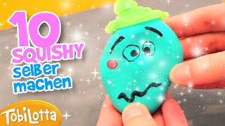 10 SQUISHY DIY SELBER MACHEN MATERIAL das JEDER ZUHAUSE HAT papier squishy tobilotta basteln miley [upl. by Ninette]