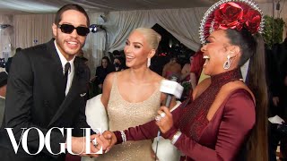 Kim Kardashian amp Pete Davidson on Kim Wearing Marilyn Monroes Dress  Met Gala 2022 [upl. by Retsub]