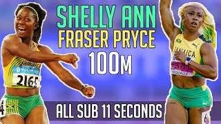 Shelly Ann Fraser Pryce  All Sub 11 second 100m Races in Career [upl. by Mw]