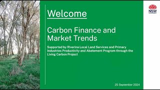 Carbon finance and market trends for landholders  Webinar [upl. by Ratha]