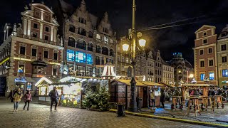 Wroclaw  Poland Night Christmas Market 2022 Walking Tour 4K [upl. by Ahgiela]