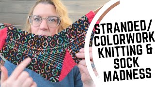 How I Knit Colorwork PLUS Sock Madness Starts Next MonthContinental Stranded Knitting wTwo Colors [upl. by Llerrom]