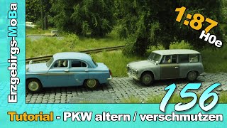 Folge 156  Modellbahn Tutorial  PKW altern  verschmutzen  187  Deutsch H0e [upl. by Patman]