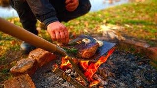 Steaks on a Shovel Outdoor Cooking 🥩 ASMR [upl. by Diaz]