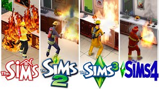 ♦ Sims 1 vs Sims 2 vs Sims 3 vs Sims 4  Firefighters [upl. by Luba]